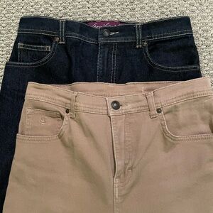 6 Petite - Gloria Vanderbilt Amanda Jeans- 2 pairs- Dark Blue & Tan Denim